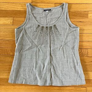 Eileen Fisher Brown 100% Wool Sequin Embellished Layering Tank Small